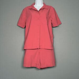 ERIKA & CO. Vintage Faded Red Short Sleeve Button Down Shirt & Short Set Medium